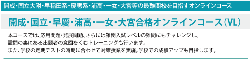 開成・国立・早慶・浦高・一女・大宮合格オンラインコース(VL)